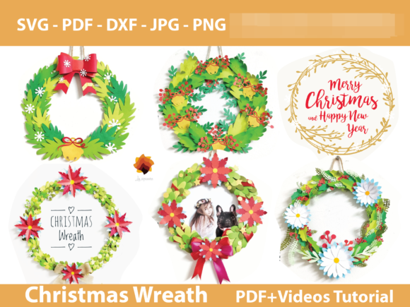 06 Paper Christmas Wreath Templates: 3D SVG for Branding