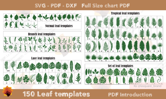 150 Leaf Templates: 3D SVG for Paper Flowers