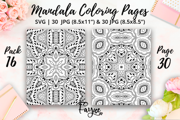 Adult Mandala Coloring Pages Pack 16 Graphics and Coloring Pages
