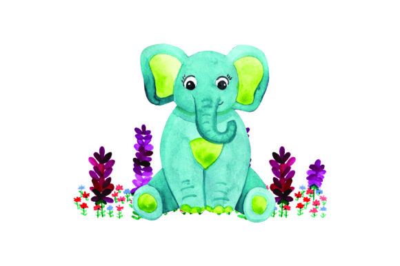 Baby Elephant in Flowers for Crafts and Animals