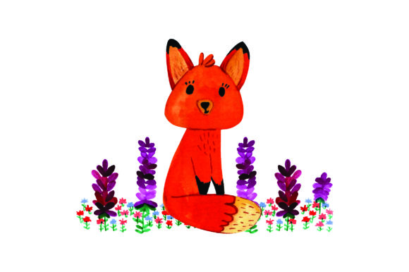 Baby Fox in Flowers: Crafts and Animals for Editorial Design