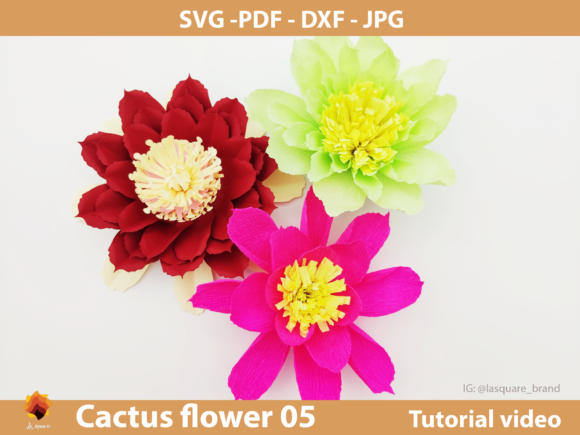 CTF 05 Cactus Paper Flowers Template: 3D SVG for Paper Flowers