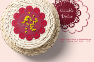 Cuttable Doilies with Heart-shaped Holes Graphics for Crafts