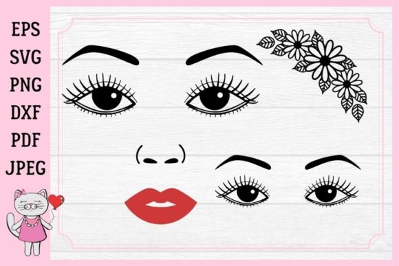 Eyes, Eyelashes, Eyebrow, Lips Graphics for Crafts