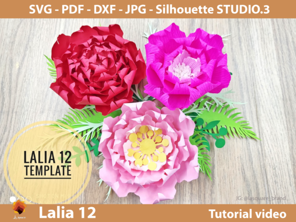 Lalia 12 Paper Flower Rose Templates: 3D SVG for Packaging