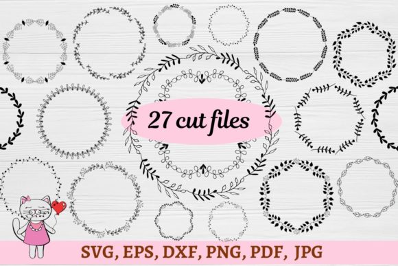 Laurel Wreath Hand Drawn Clipart for Graphics and Crafts