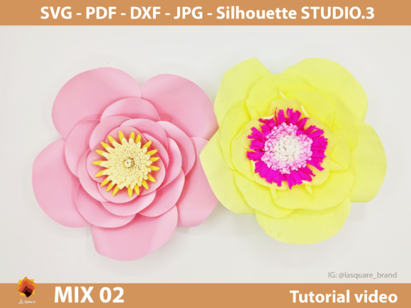 Mix 02 Giant Paper Flowers Templates: 3D SVG for Paper Flowers