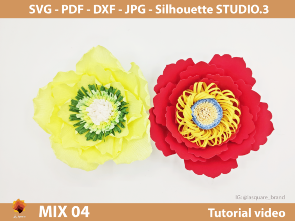Mix 04 Paper Flowers Template: 3D SVG for Modern Design