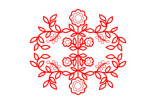 Redwork Flowers Design for Spring Crafts