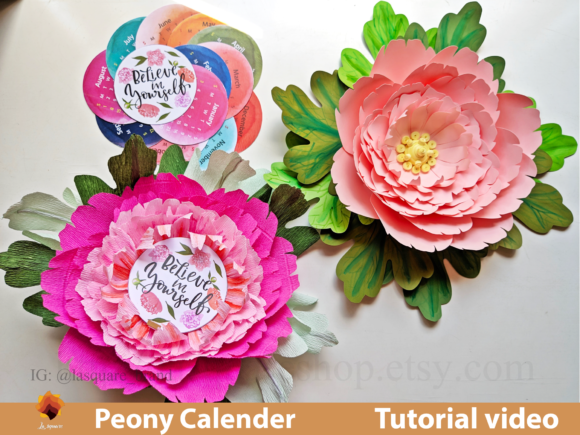 Standing Peony Calendar, Peony Backdrop: 3D SVG Paper Flowers Review