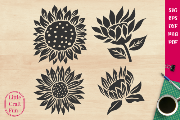 Sunflowers Silhouette Graphics for Crafts and Editorial Design