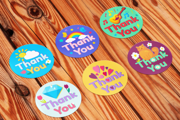 Thank You Stickers Set Graphics for Crafts