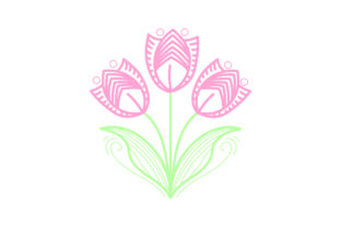 Tulips Outline Flowers for Crafts and Spring Campaigns