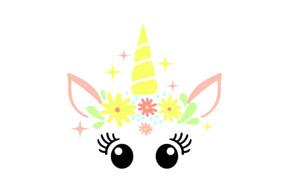 Unicorn Face with Sparkles and Flowers Crafts Designs
