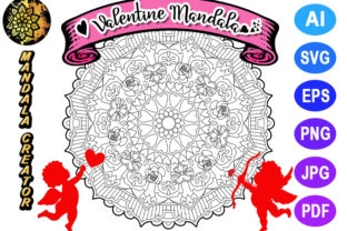 Valentine Mandala for Adult Coloring -03 Graphics and Coloring Pages