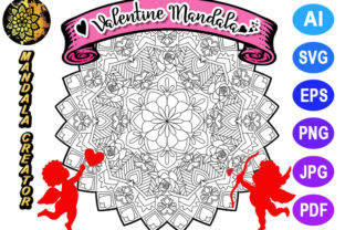 Valentine Mandala for Adult Coloring -04 Graphics and Coloring Pages