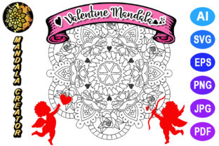 Valentine Mandala for Adult Coloring -15 Graphics and Coloring Pages
