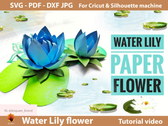 Water Lily Paper Flowers Template: 3D SVG for Branding
