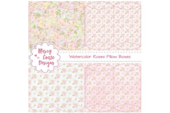 Watercolor Roses Printable Pillow Boxes: 3D SVG Gift Boxes